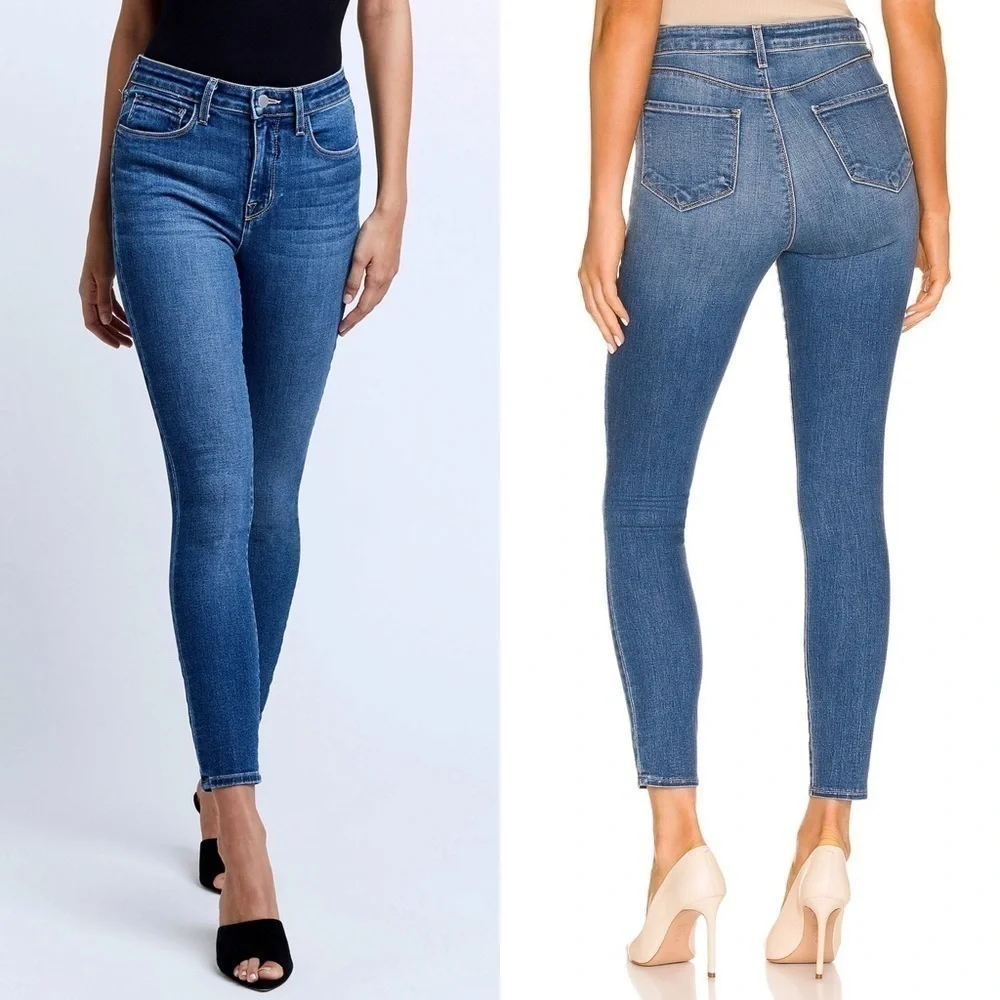 NEW L’AGENCE Margot High Waist Distressed Ankle Cropped Slimming Skinny‎ Jean 25